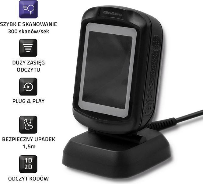 Immagine prodotto Qoltec 50864 Lettore di codici a barre Lettore di codici a barre fisso 1D/2D LED (Codici a barre 1D, Codici a barre 2D)