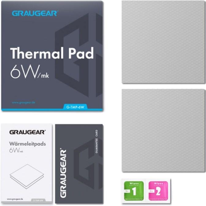 Image du produit Graugear Pad thermique pour CPU ou mémoire, 100 x 100 x 1 mm / 100 x 100 x 1,5 mm (1 mm, 6 W/m K)
