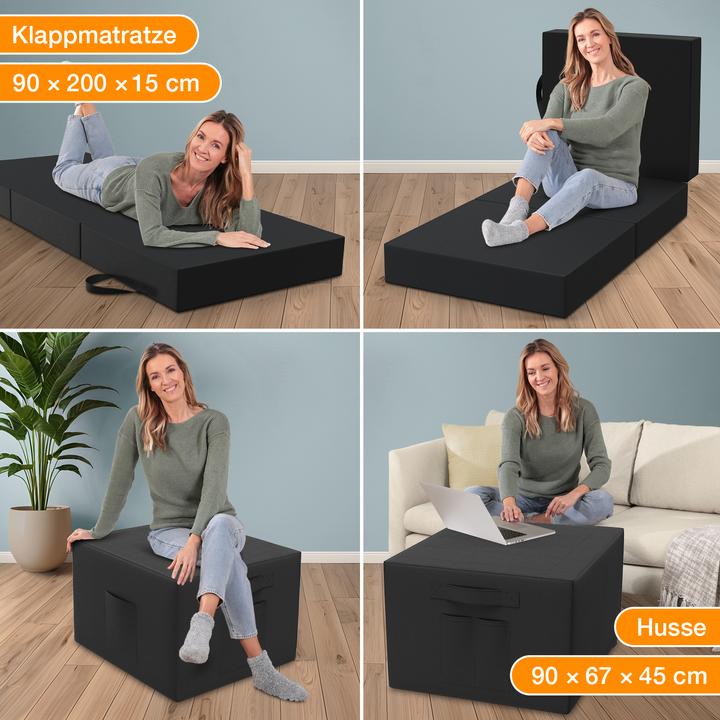 Immagine prodotto Bestschlaf Materasso pieghevole con copertura e borsa per il trasporto (90 x 200 cm, Nucleo di schiuma)