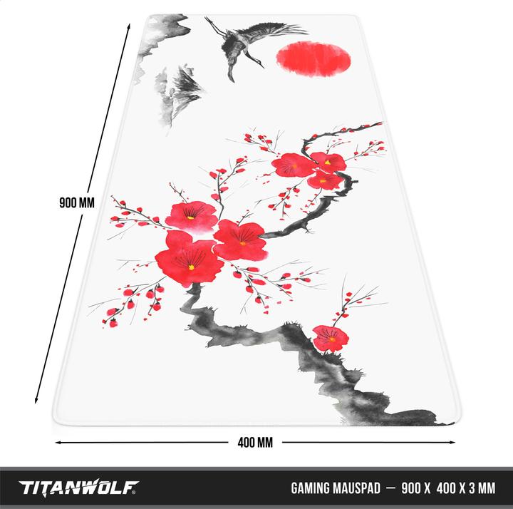 Actual product image Titanwolf Gaming Mouse Pad, 900 x 400mm XXL Speed Gaming Mouse Mat, Mousepad Extra Large Surface, Ink Sakura 6 (XXL)