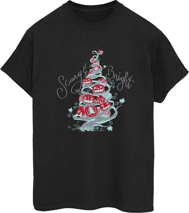 Actual product image Disney Womens/Ladies The Nightmare Before Christmas Scary & Bright Cotton Boyfriend T-Shirt (4XL)