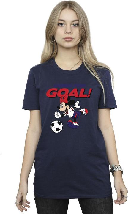 Actual product image Disney Womens/Ladies Minnie Mouse Going For Goal Cotton Boyfriend T-Shirt (3XL)