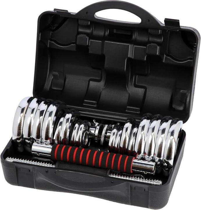 Produktbild HMS STC30 CHROM-HANTEL-SET – LANGHANTEL IM KOFFER 2x15KG