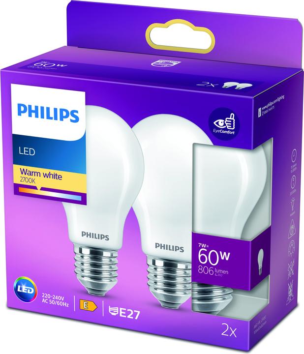 Produktbild Philips Lampe (E27, 7 W, 806 lm, 2 x, E)