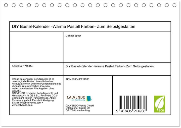 Actual product image DIY Bastel-Kalender -Warme Pastell Farben- Zum Selbstgestalten (Tischkalender 2025 DIN A5 quer), CAL (A5, German)