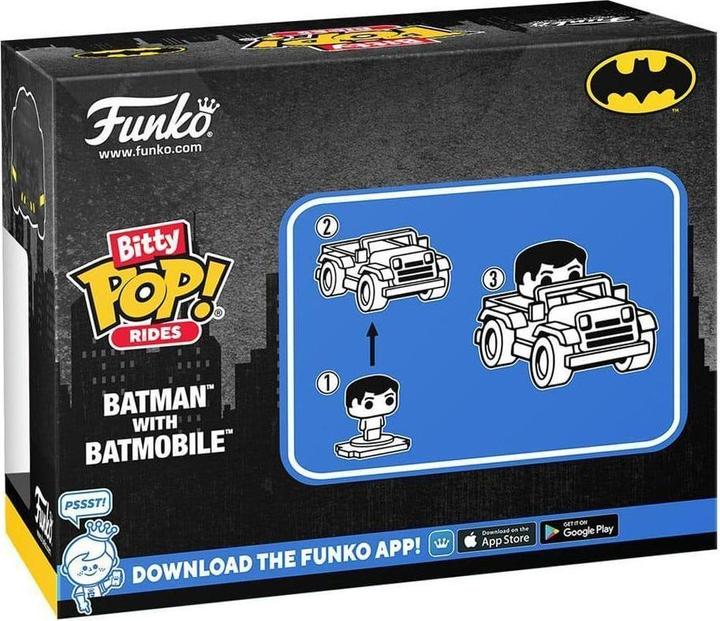 Image du produit Funko DC Comics Bitty POP! Rides Figurine vinyle Batman w/Batmobile 2,5 cm