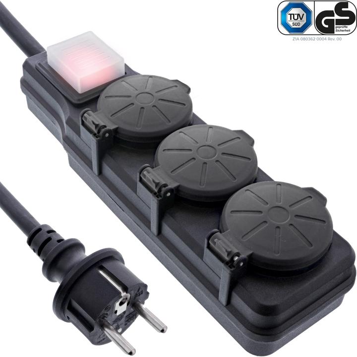 Actual product image InLine Outdoor socket strip (3 x, CEE 7/3, 3 m)