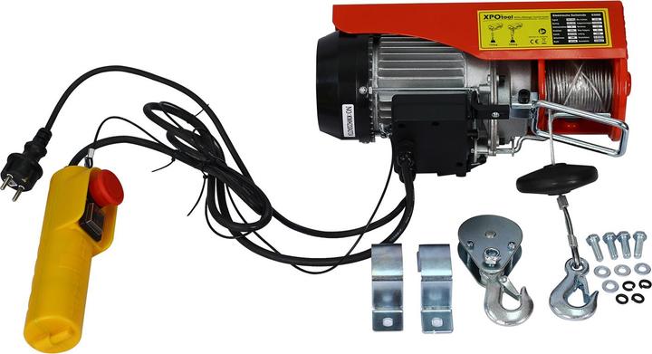 Image du produit Wiltec Treuil électrique 480W Treuil motorisé 100/200kg max. Câble 12/6m Commande à une main