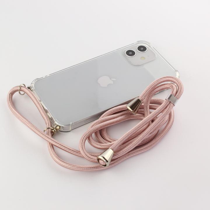 Produktbild PhoneLook Hülle Gummi transparent mit Seil rosa (Apple iPhone 12 Pro Max)