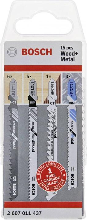 Bosch Professional Zubehör 15-piece jigsaw blade set for wood and metal, T-shaft