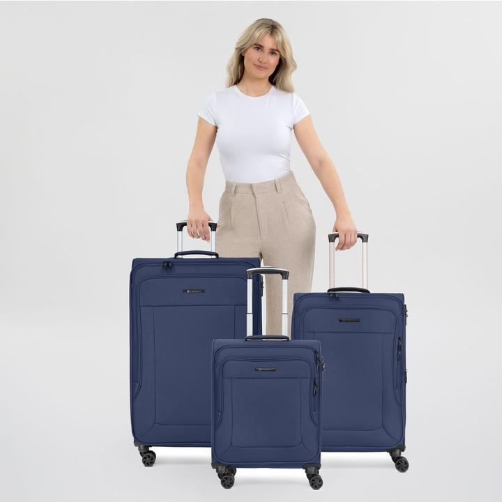 Immagine prodotto Franky Set di valigie Melbourne 3.0 a 4 ruote, 3 pezzi, con ripiegamento elastico (180 l, XL (da 115l))