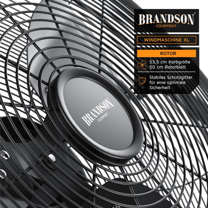 Actual product image Brandson Wind machine 53.5 cm Ø, retro floor fan 200W tiltable, carrying handle, high air flow rate, black (67 dB)