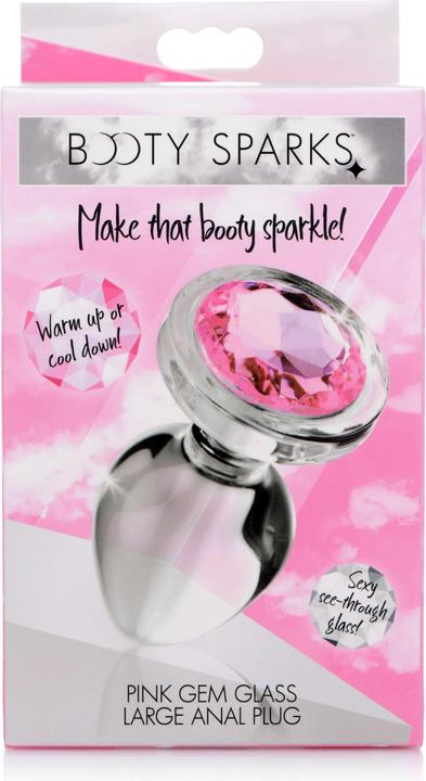 Immagine prodotto XR Brands Plug anale in vetro rosa con pietra preziosa grande