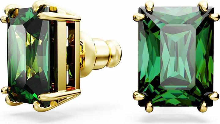 Actual product image Swarovski Matrix Stud Earrings Rectangle Cut Green Gold (Swarovski Metal)