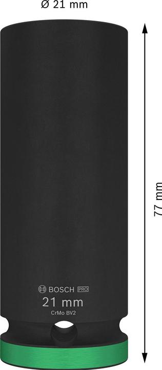 Actual product image Bosch Professional Zubehör PRO Impact socket, 1/2", 21 mm, deep (21 mm)