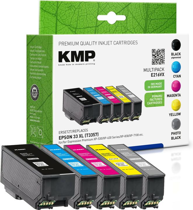 Produktbild KMP E216VX Multipack BK/PBK/CMY kompatibel mit Epson T 3357 XL (M, BK, PBK, C, Y)