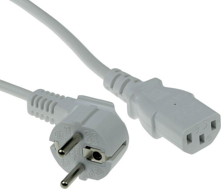 Produktbild Powercord mains connector CEE 7/7 male (angled) - C13 white 0.5 m (0.50 m)