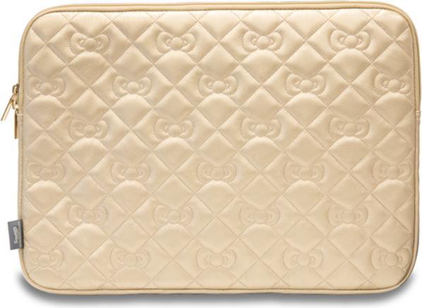 Produktbild Hello Kitty Sleeve HKCSZPEKHBPD 14" złoty/gold Zip PU Quilted Bows (14")