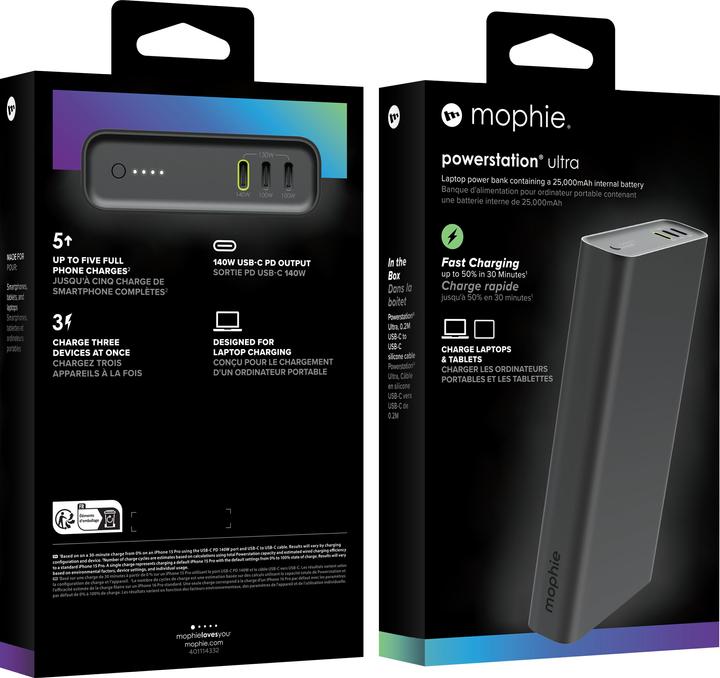 Produktbild mophie Powerstation Ultra, 25000 mAh, Schwarz (25000 mAh, 140 W)
