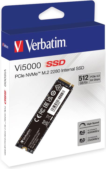 Verbatim Vi5000 M.2 SSD 512GB PCIe4 NVMe 31825 (512 GB, M.2 2280)