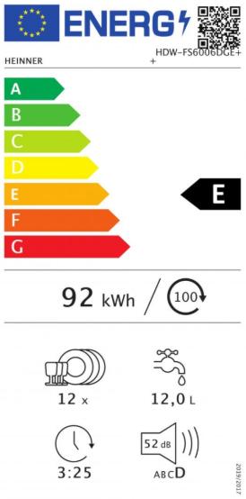 Energy Label Heinner HDW-FS6006DGE++