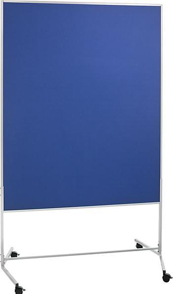 Produktbild eurokraft basic Moderationswand, mobil, Textilbezug / Whiteboard, BxH 1200x1500 mm, blau (120 x 150 cm)