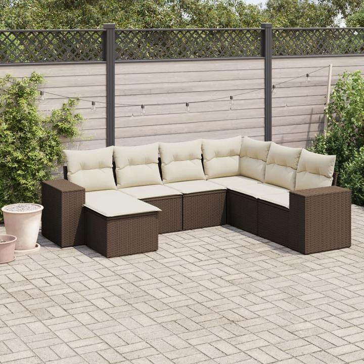 Image du produit VidaXL Meuble de jardin Canapé Ensemble de jardin Ensemble de jardin 7 pièces Marron