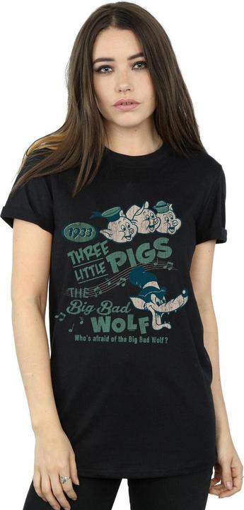Actual product image Disney Womens/Ladies Three Little Pigs Who's Afraid Of The Big Bad Wolf Cotton Boyfriend T-Shirt (3XL)