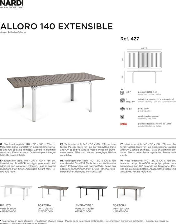 Produktbild Nardi Alloro Ext. (140 cm)