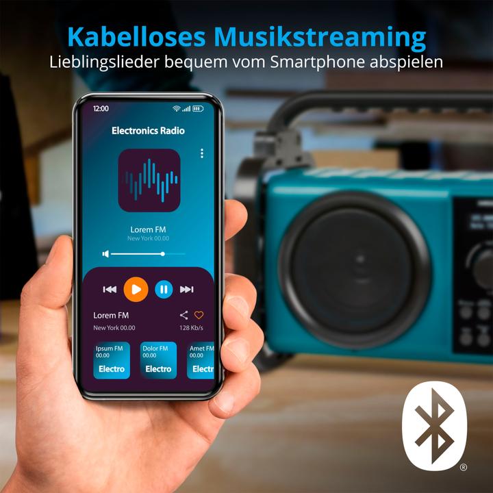 Productafbeelding Medion MD 43877 DAB+/BT klusradio zwart / blauw (DAB+, MW, AM, FM, PLL, Bluetooth)