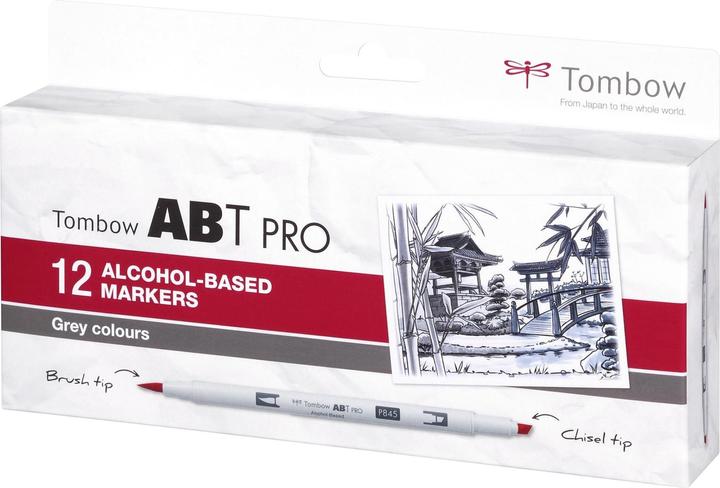 Actual product image Tombow Pens Grey Colors, Box, Set of 12 (Multicoloured, 12 x)