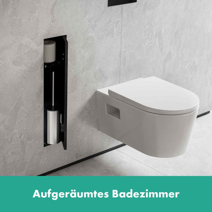 Immagine prodotto hansgrohe XtraStoris Rock portascopino, con ripiano, porta piastrellabile, senza cornice, 145x140x59