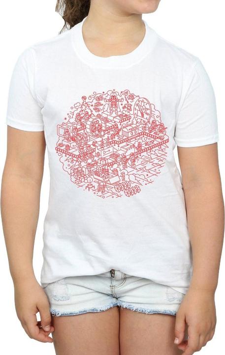 Actual product image Star Wars Girls Christmas Death Star Cotton T-Shirt (140, 146)