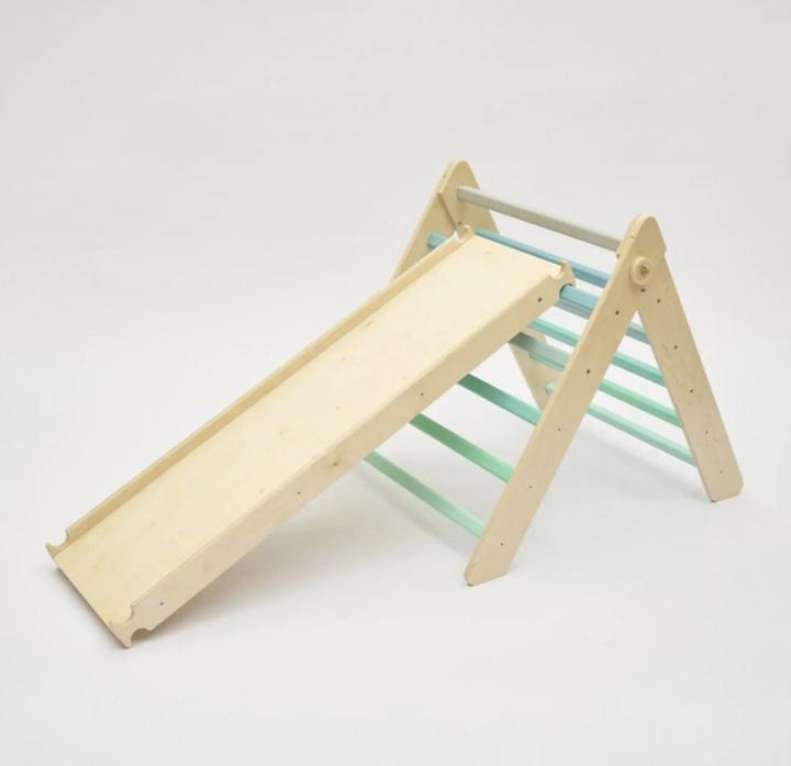 Immagine prodotto Montessori Scala + lavagna bifacciale + altalena in legno - colore Mint ® by busy kids