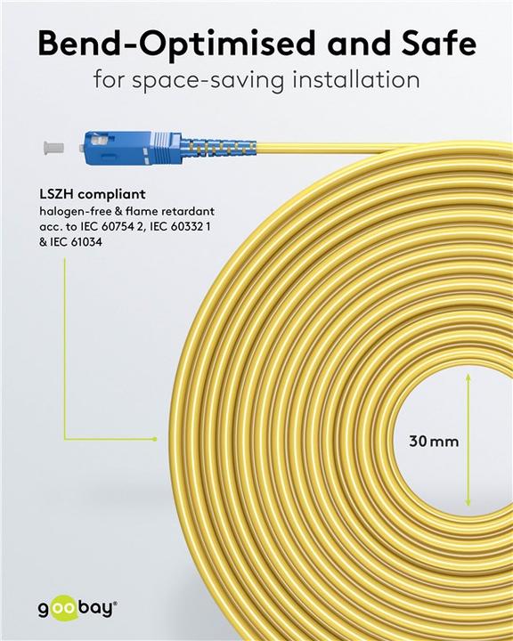 Actual product image Goobay Fibre optic cable FTTH, Singlemode OS2 Yellow, Yellow Simplex, 25 m (S/UTP, CAT6, 25 m)
