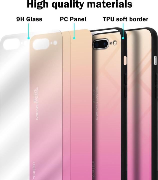 Produktbild Cadorabo TPU 2 Farben Glas Cover (Apple iPhone 7 Plus, Apple iPhone 8 Plus, Apple iPhone 7s Plus)