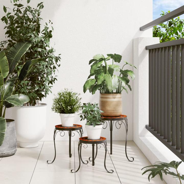 Image du produit VidaXL Pflanzenständer 3 Stk. Terrakottarot und Keramik