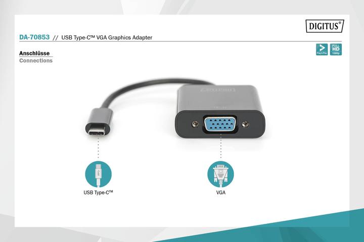 Immagine prodotto Digitus Da USB a VGA (USB-C, 4.50 cm)