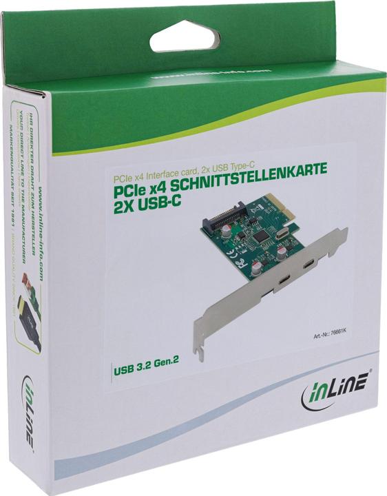 Produktbild InLine Schnittstellenkarte, PCIe x4, USB 3.2 Gen.2, 2x USB-C