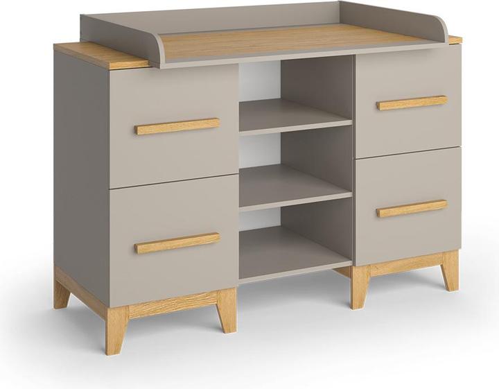 VitaliSpa Wickelkommode Malia, Cashmere-Eiche, 133 x 108 cm XL mit 4 Schubladen
