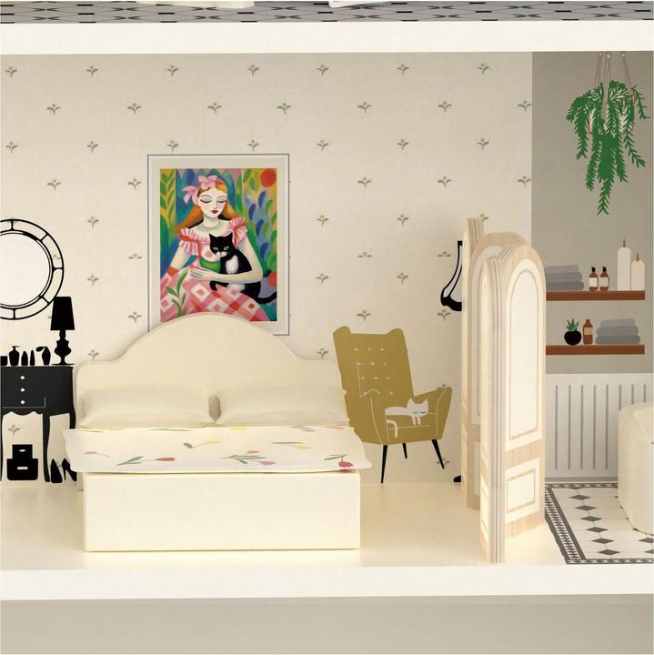 Actual product image Classic World Vintage wooden doll's house, 36 pieces.
