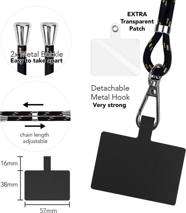 Actual product image Nalia Universal mobile phone necklace with pad