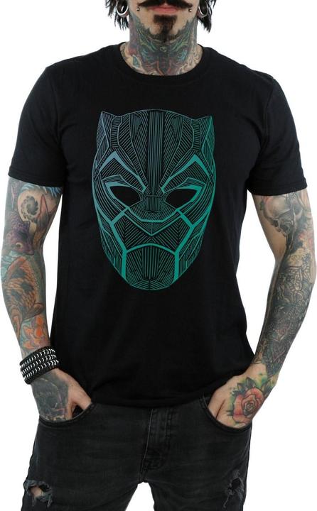 Actual product image Mens Black Panther Tribal Mask T-Shirt (L)