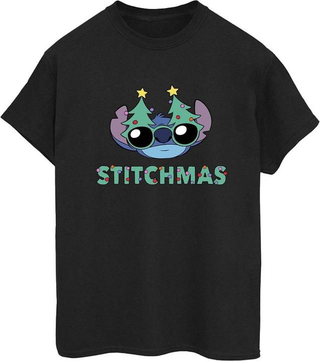 Actual product image Disney Womens/Ladies Lilo & Stitch Stitchmas Glasses Cotton Boyfriend T-Shirt (XXL)