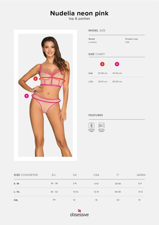 Immagine prodotto Obsessive Nudelia set 2 pezzi rosa S/M (S/M)