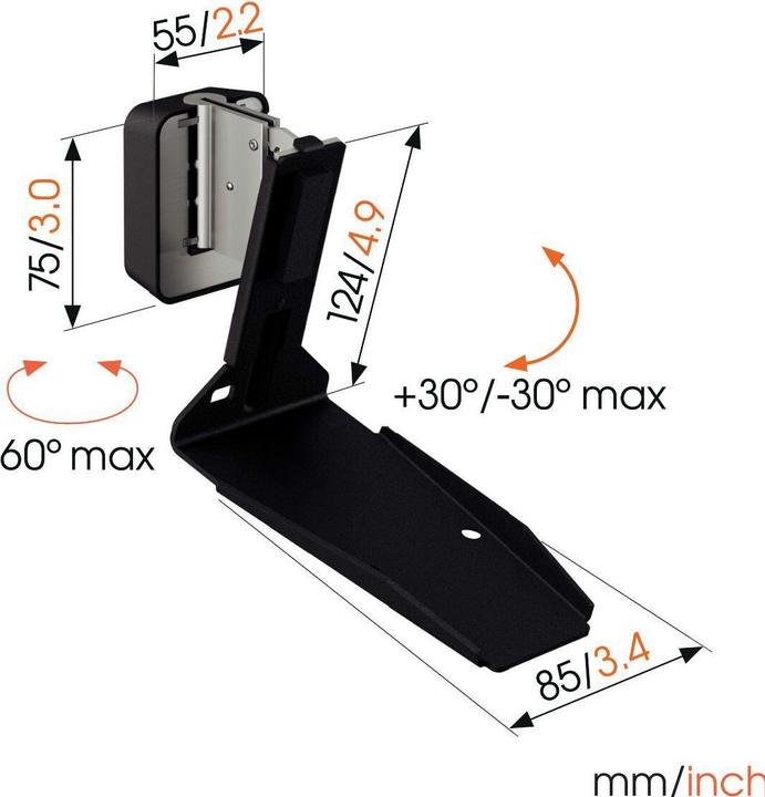 Produktbild Vogels SWM 4131 Sonos speaker muurbeugel voor Era 300 (zwart) (1 Stk., Wandmontage, Neigbar, Drehbar)