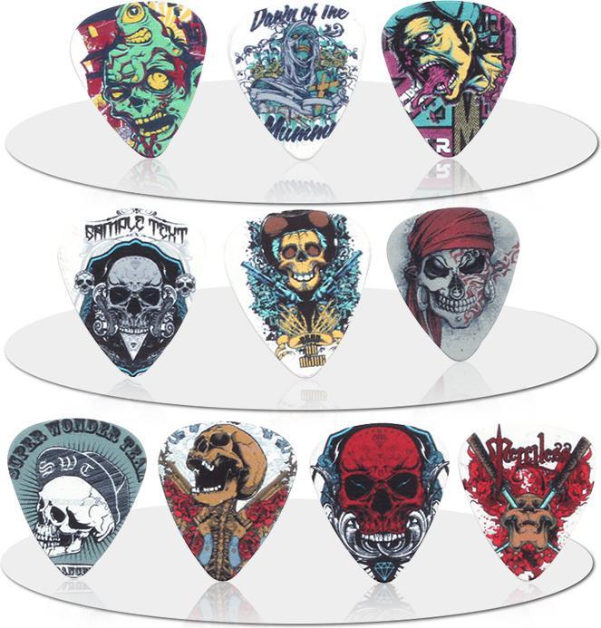 Image du produit JTI Médiators à tête de mort en pack de 10 - Accessoires guitare (10 x, Guitare, 0.03")