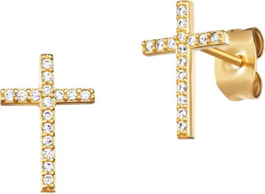 Engelsrufer Gilded earrings Cross with zircons ERE-LILCROS-ZSG (925er Silber)