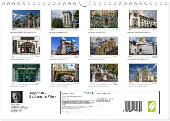 Produktbild Jugendstil-Baukunst in Wien (Wandkalender 2025 DIN A4 quer), Monatskalender (A4)