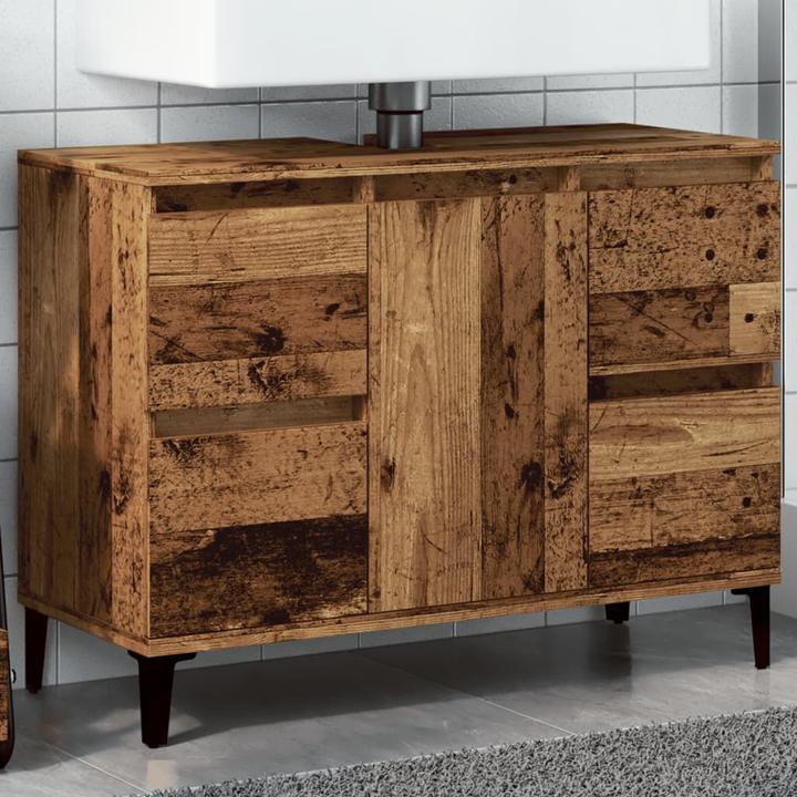 Actual product image VidaXL Waschbeckenunterschrank Unterschrank Badschrank Badmöbel Altholz-Optik (80 x 33 x 60 cm)